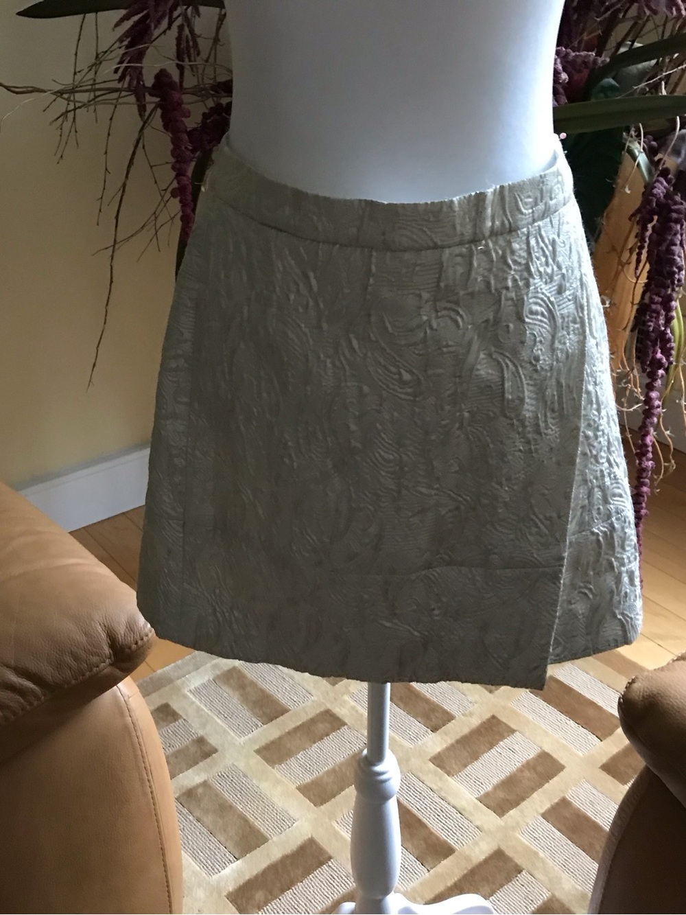 J. Crew Embossed A-Line Skirt in Light Gold